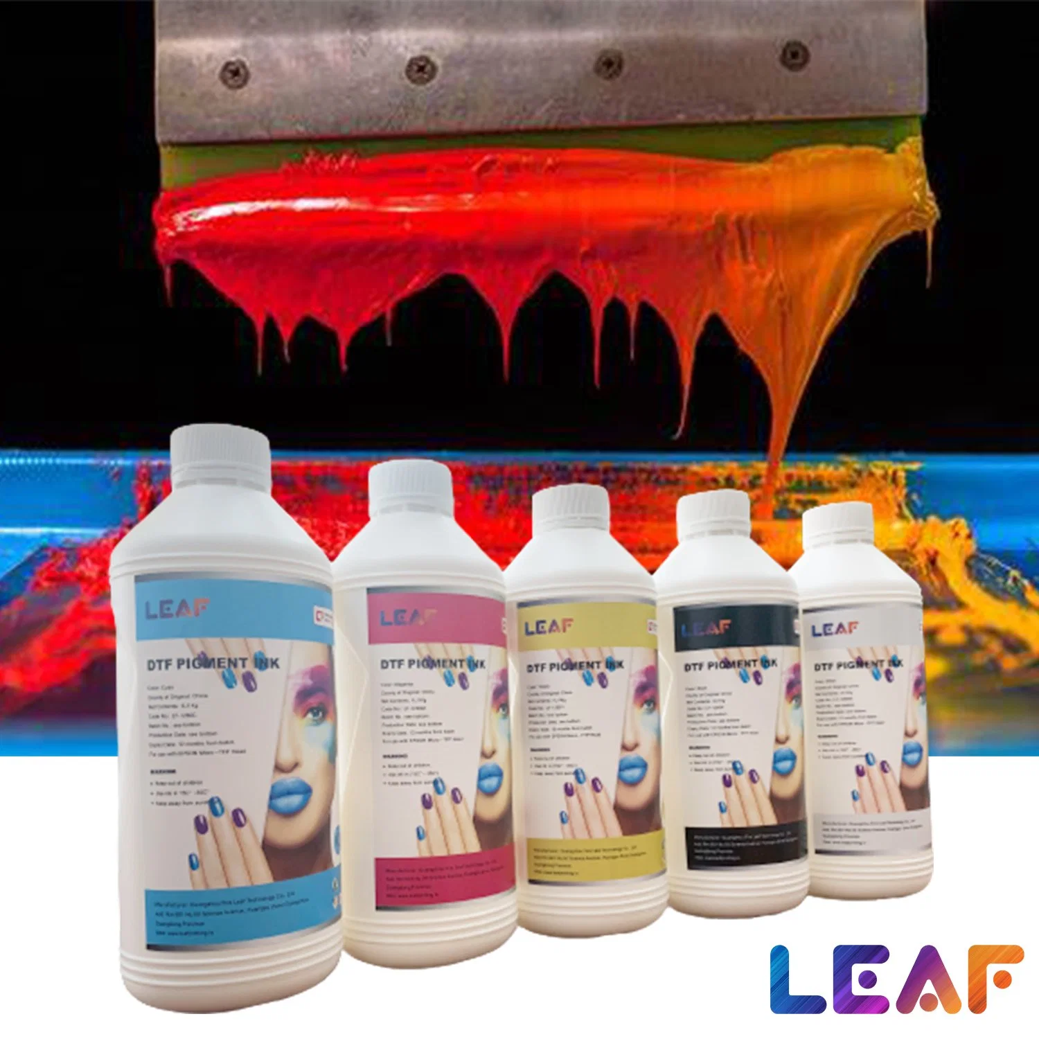 Leaf Factory Price Eco-friendly DTF Printing Ink CMYKW Bright Color