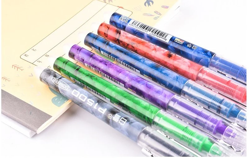 Stationery Snowhite Precise Gel Ink Rolling Ball Stick Pens, Marbled Barrel, Fine Point, 6 Colors Set