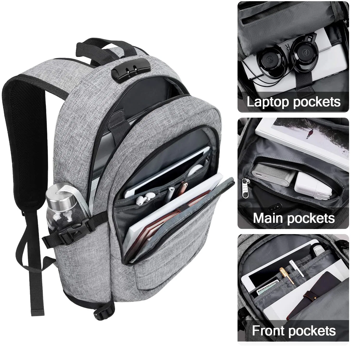 Frais de voyage sac à dos pour ordinateur portable ultraplat antivol d'affaires personnalisés avec port de chargement USB résistant à l'eau College Sports ordinateur sac sac à dos de l'école