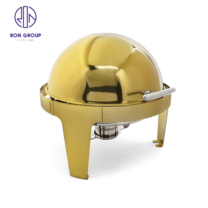 Factory Price Buffet Stove All Gold Round Food Warmer Electric Ues Fuel Use Chafing Dish