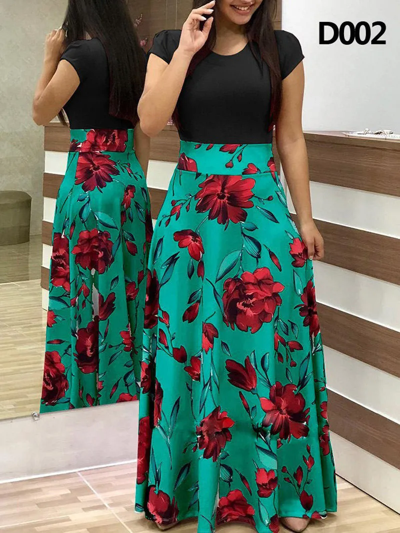 Элегантная вечеринка платье Floral Maxi Дамы Летнее повседневное платье Мода Платье для женщин