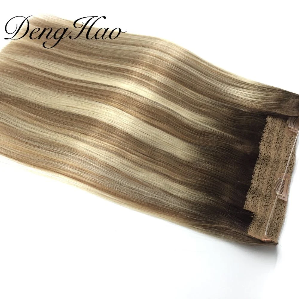 Wholesale Top Quality China Factory Double Drawn Invisible Human Virgin Halo Hair Extension