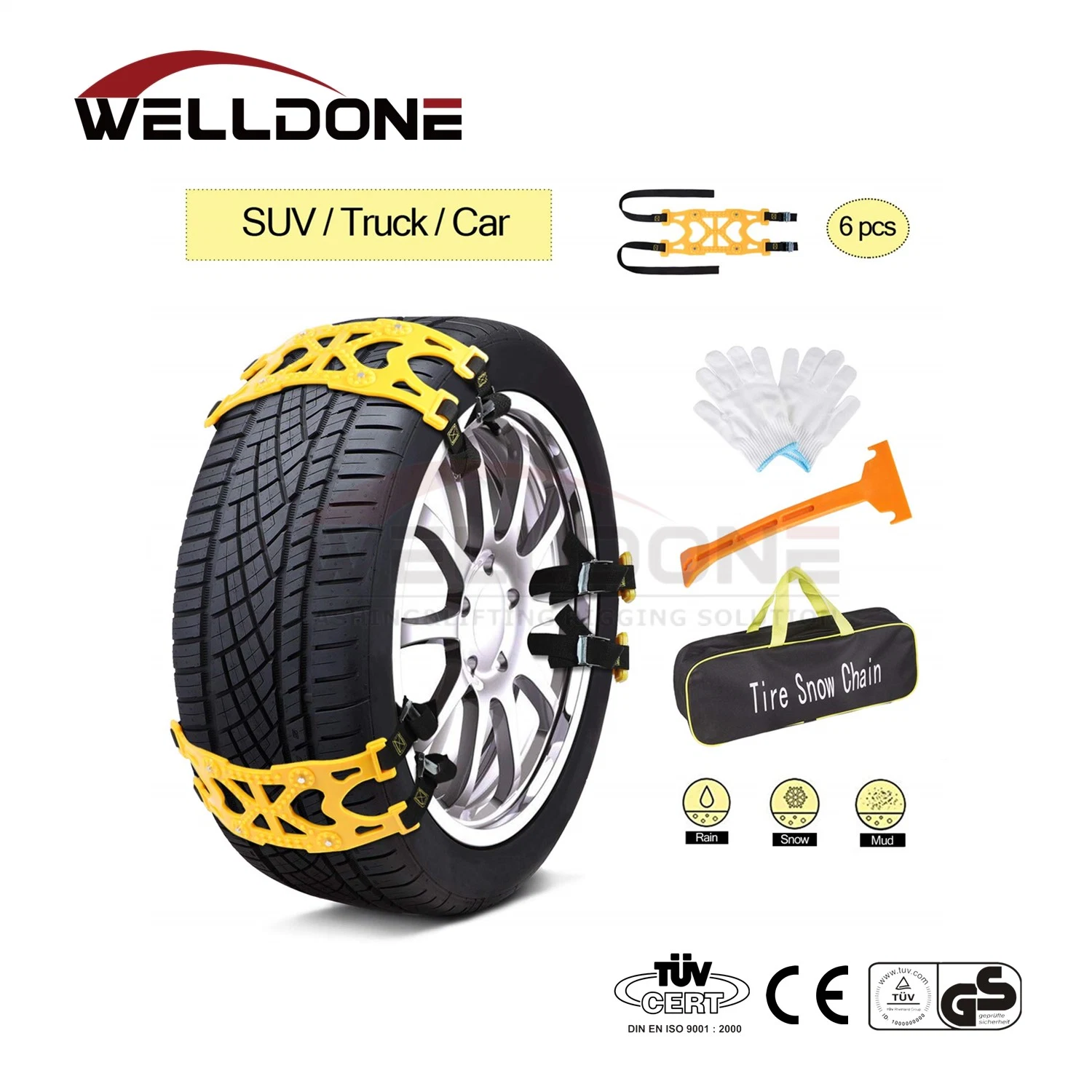 Anti-Skid Winter Tyres Wheels Snow Chains Car Universal Plastic Repeatedly Use Car Tire Cable Ties (10 PCS)