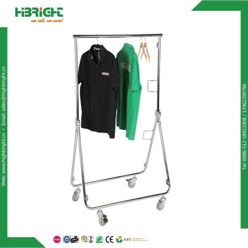 Rolling Heavy Duty Metal Folding Commercial Display Designer Supplier Collapsible Clothing Garment Rack