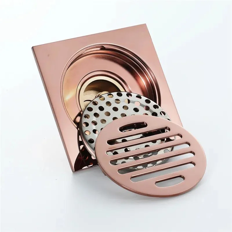 Accesorios de Baño Rosa de latón Gold Floor Drain Ducha Anti-Odor Floor Drenaje