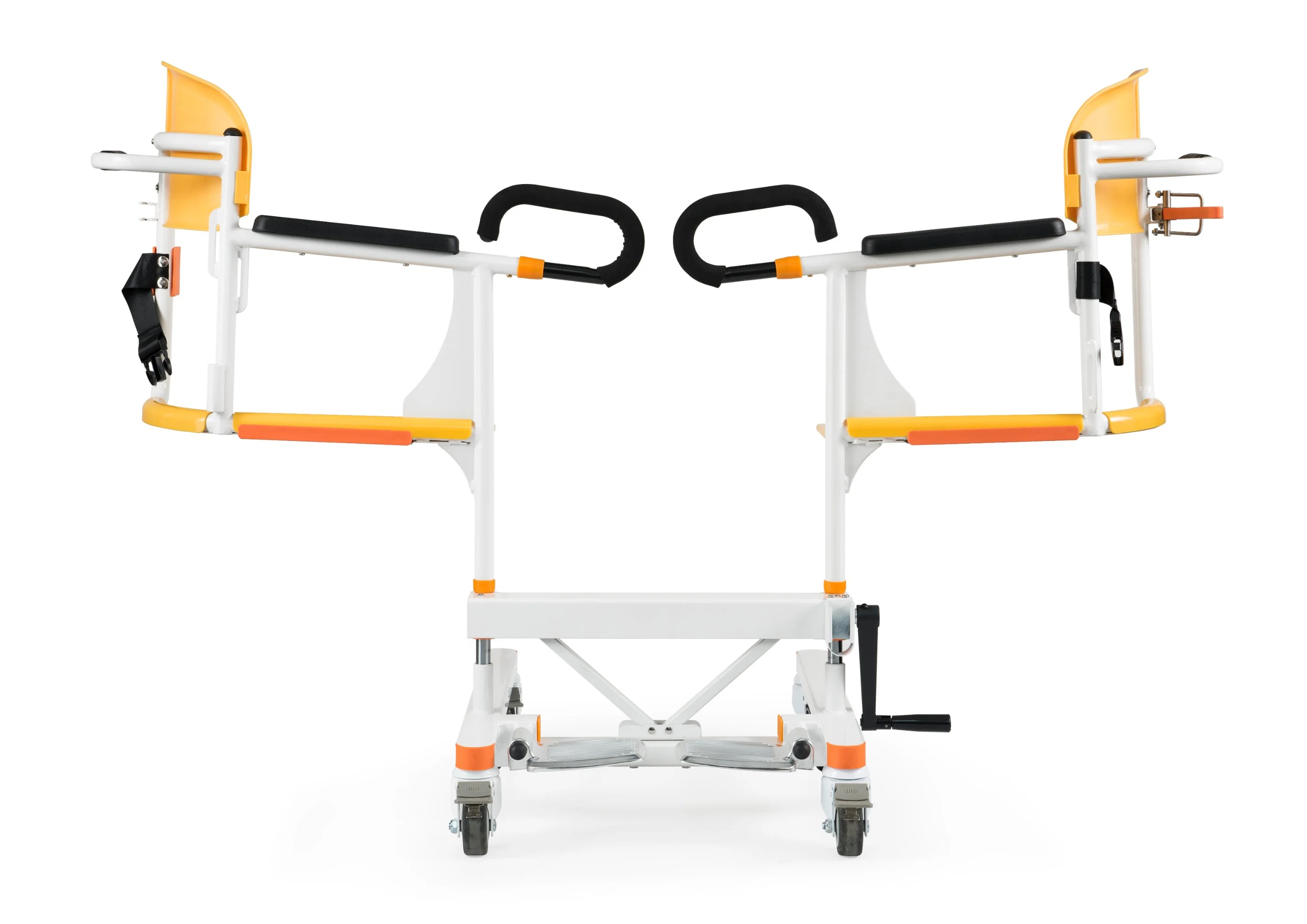 Chaise de transfert manuelle pour patients avec roues, dispositif médical de déplacement avec toilettes pour personnes handicapées âgées