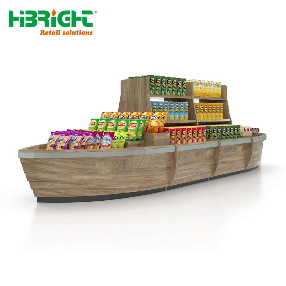 Wooden Boat Shape Supermarket Display Rack