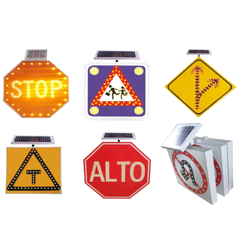 Solar LED Reflective Rectangle Road Safety Traffic Signs