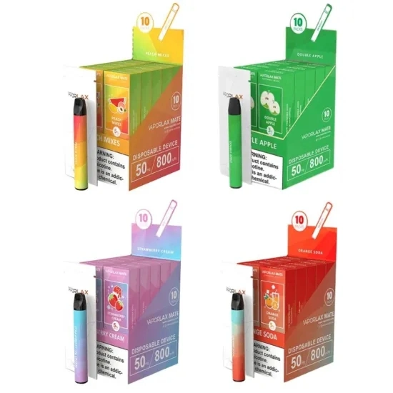 Vapes novos modelos Disposable Vaplax Mate Disposable Device 800puffs Ecigs 20 sabores opcionais