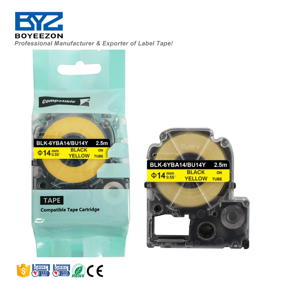 Blk-6yba14/Bu14y Black on Yellow &phi; 14mm Compatible Epson Heat Shrink Tube Label Printer