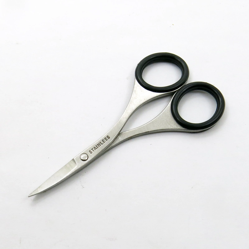 High Stainless Steel Beauty Scissors with Rubber Silicone for Eyebrow Eyelash Facial Trimming