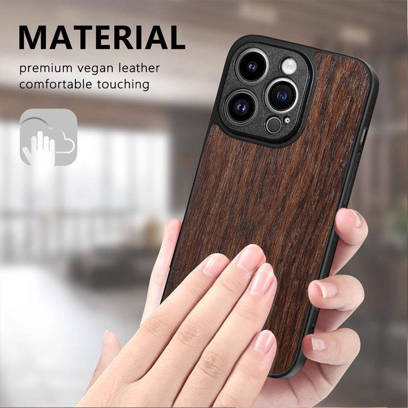 Suitable for iPhone 14 Fine Hole Wood Grain Phone Case