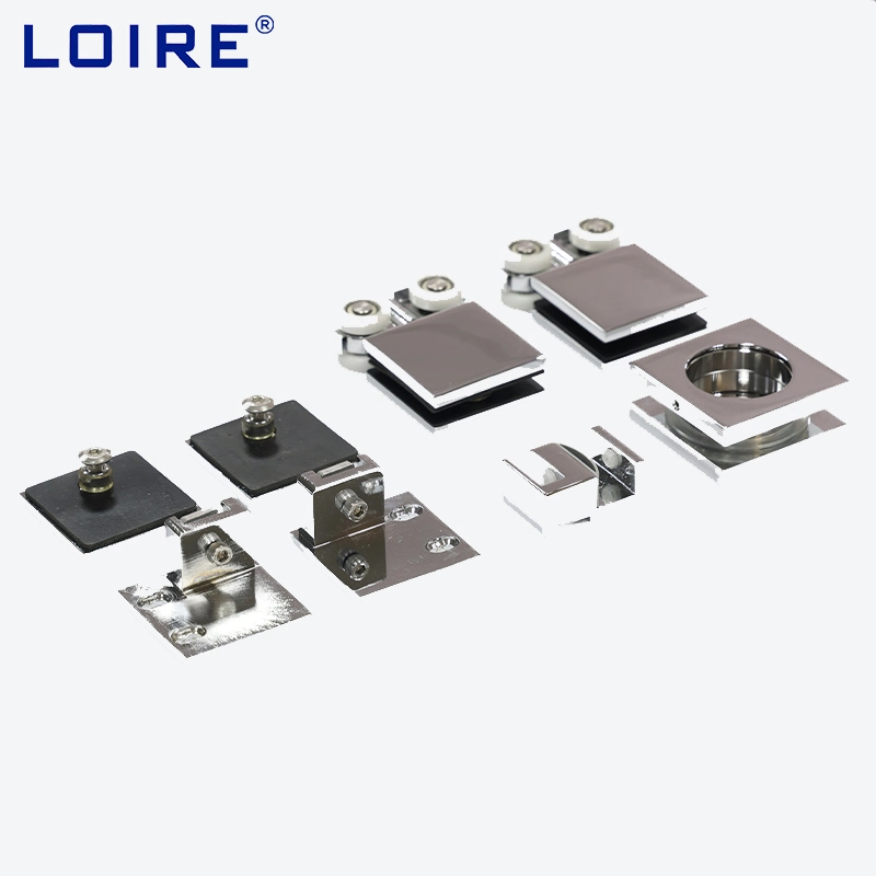 Loire Aluminium Brass Stainless Steel Shower Hinges Hardware Rail System Sliding Door Rollors Accessories for Glass Door