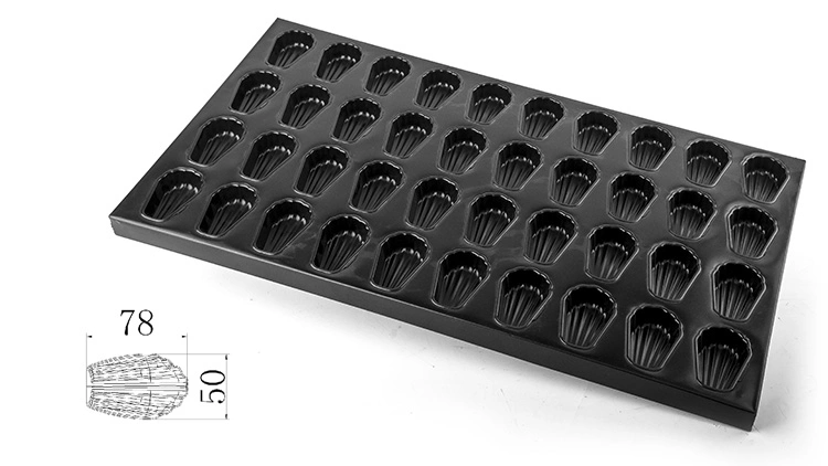 Commercial 40 Cavities Alusteel Silicone Coated Madeleine Cake Muffin Baking Pan Madeleine Mould Pan