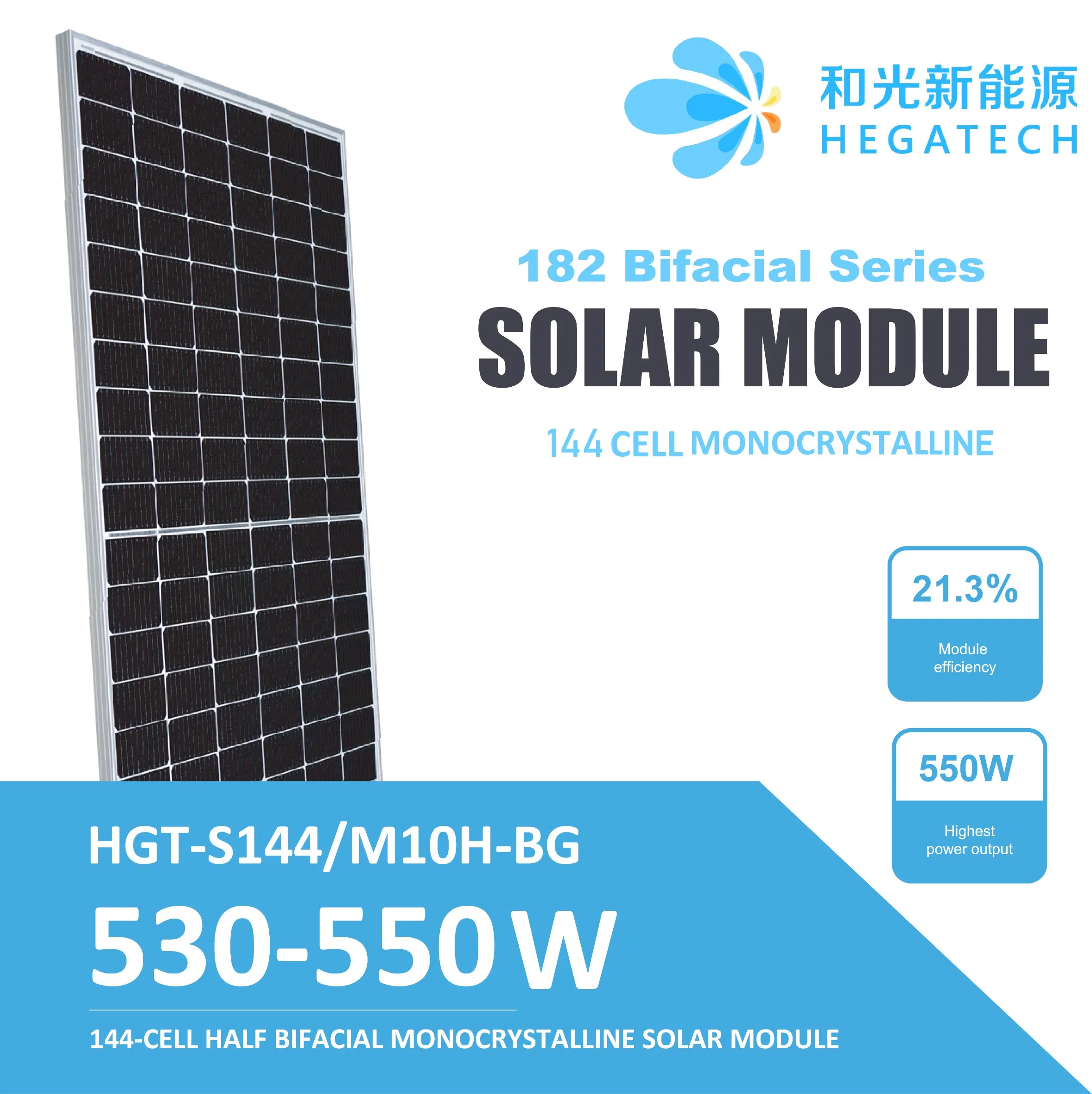 Panneau solaire à demi-cellule Hegatech 182mm-530W 535W 540W 545W 550W-Bg