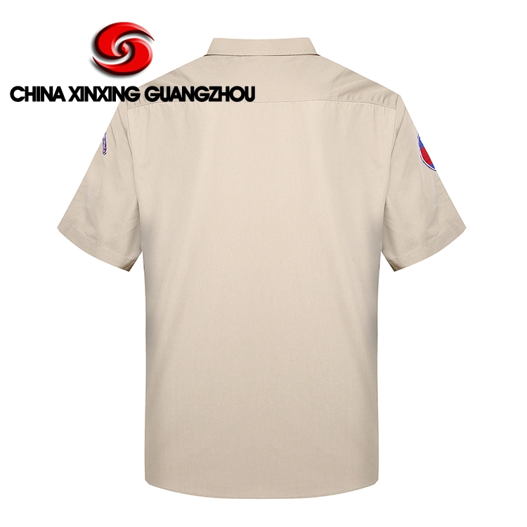 Cambodia Police Shirt Short Sleeve Polyester Cotton Plain Fabric Khaki Men's Shirt