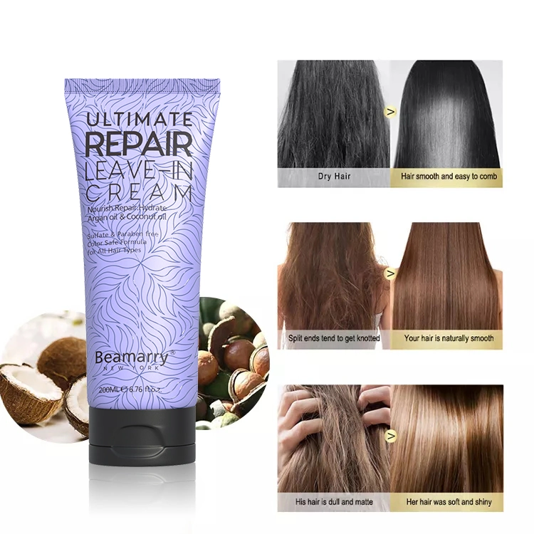 Cuidado com os cabelos de Cosméticos Beamarry Private Label de Tratamento de Cabelo ODM OEM Ultimate Reparar Deixe-em creme sair no tratamento eficaz para cabelos