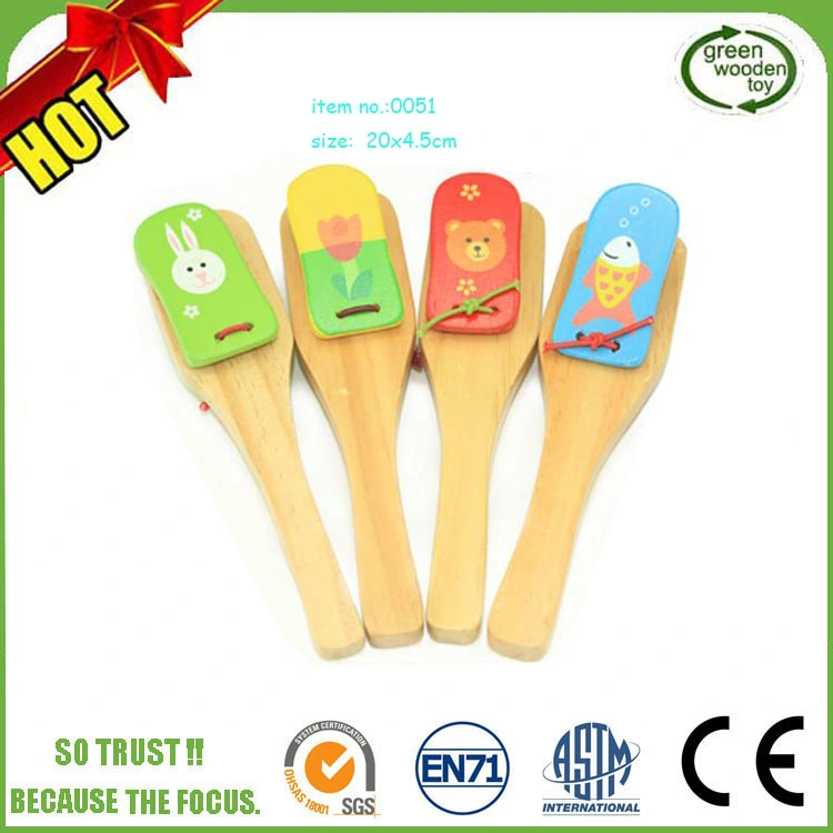 Top Kids Cartoon Colorful Animal Wooden Castanets, High quality/High cost performance  Musical Spanish Castanets