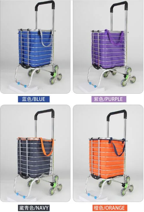 China Wholesale/Supplier Aluminum Alloy Foldable Shopping Vegetable Cart with Multi Colors Bags