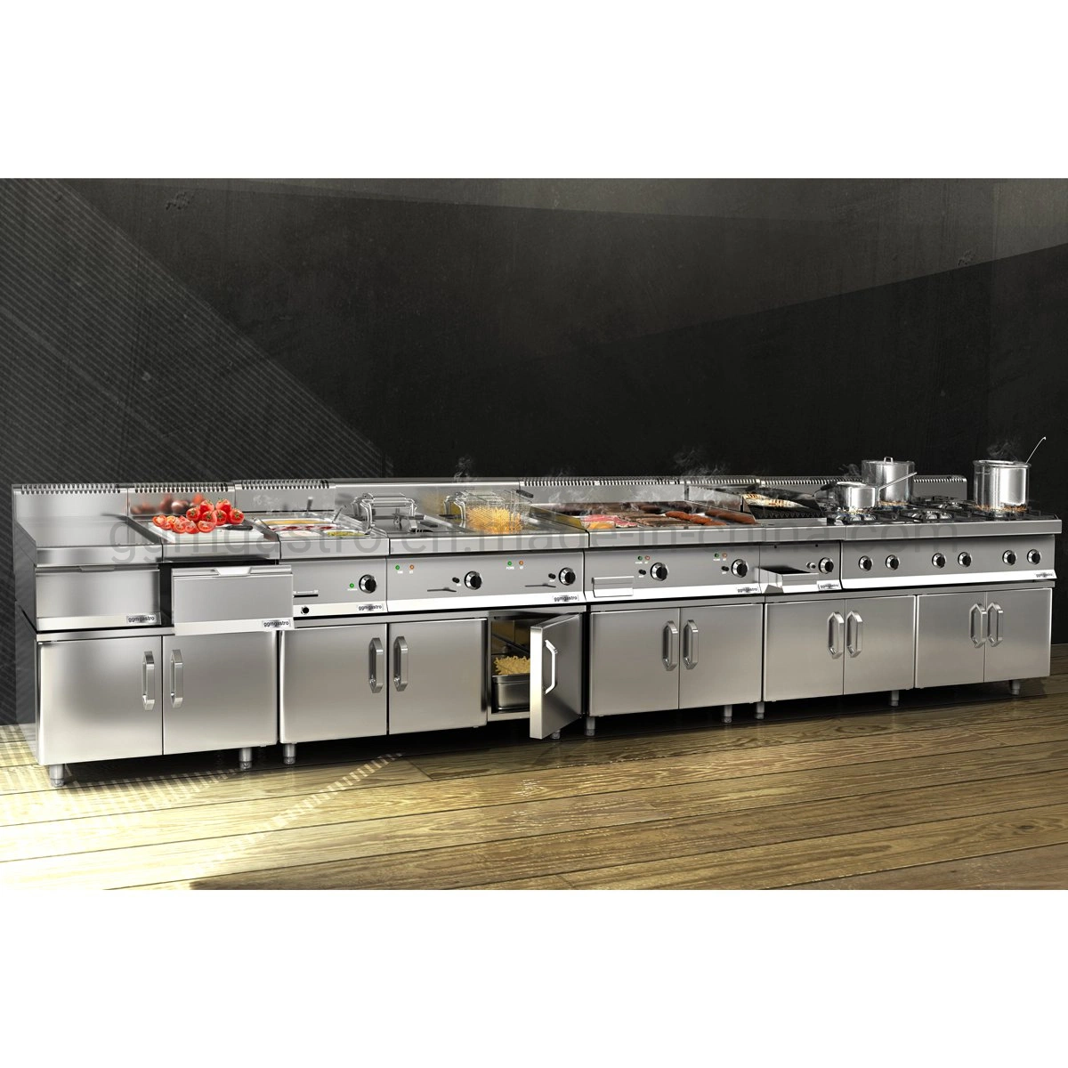 Equipamento de cozinha comercial, chip eléctrico Pan-1X GN 1/1 Pan