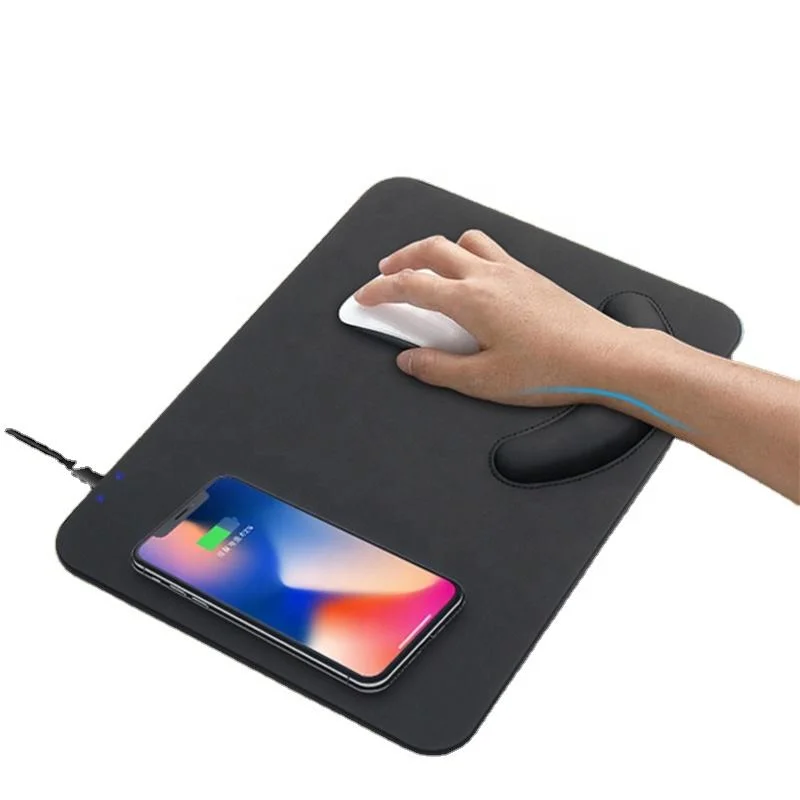 15W Wireless Charger Mouse Mat Silicone Gel Mouse Pad with Wrist Rest