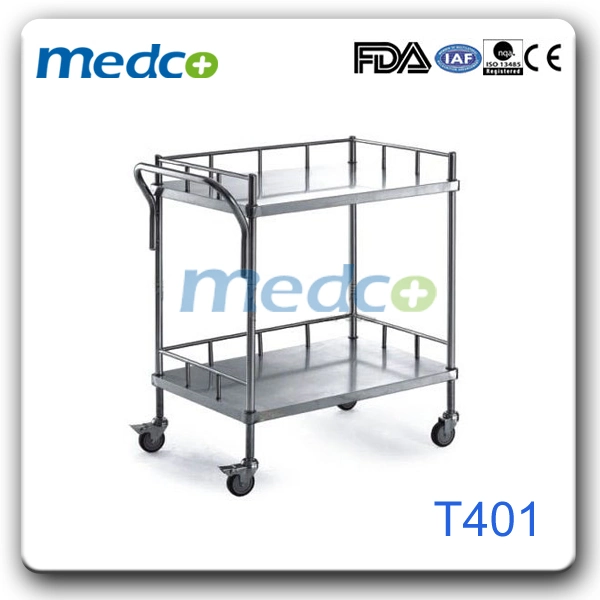 Medicine Stainless Steel Trolley Hospital Hand Cart with Layers