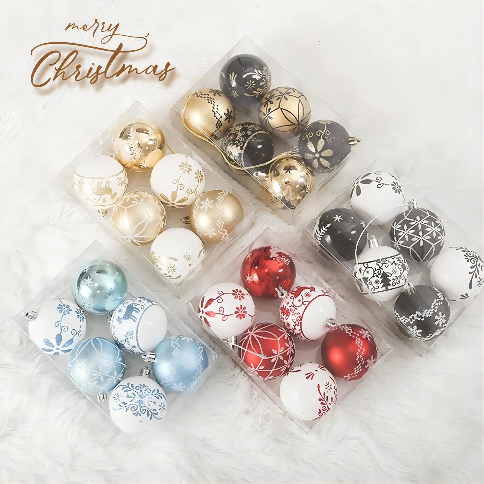 New Christmas Product 6 PC Electroplating Painting Christmas Ornament Balls Set Christmas Decorations