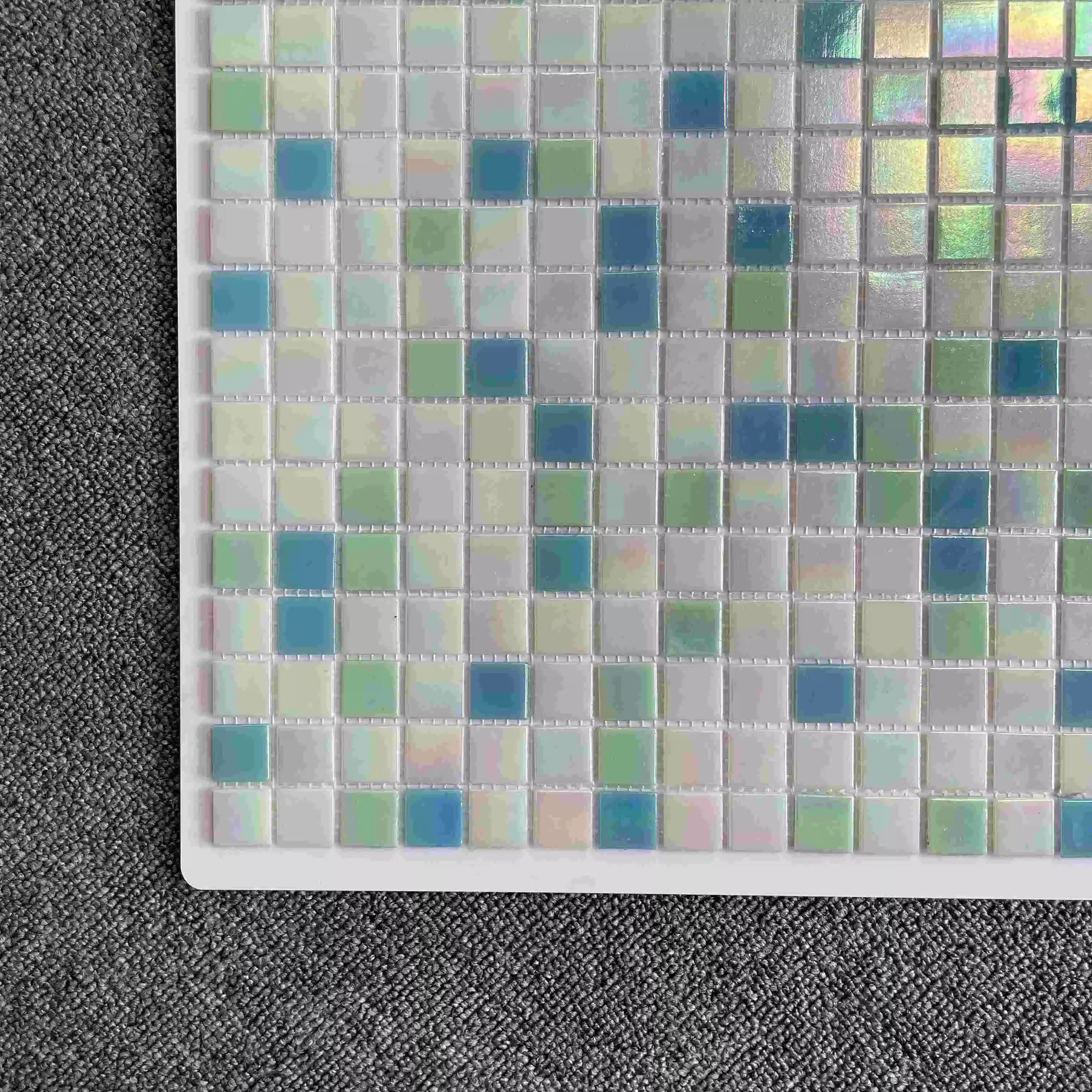 Popular Foshan Decorative Building Material Swimming Pool Glossy Crystal Glass Mosaic Floor Wall Tiles