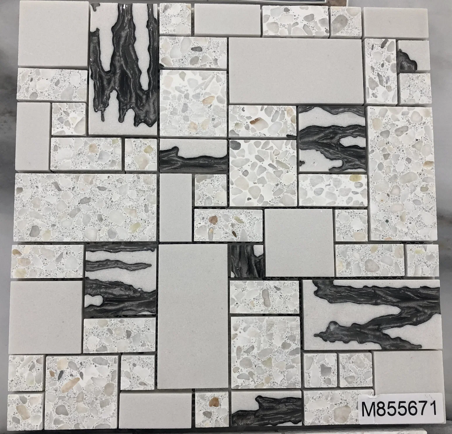 Quartz Stone and Resin Mosaic Art for Wall Decor