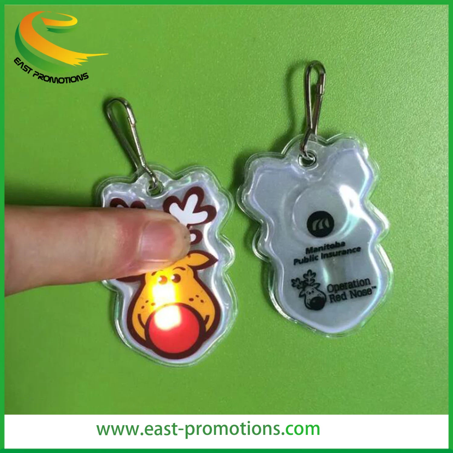 Manufacturer Supply LED Flashing Keychain, PVC Key Chain with Logo Printed