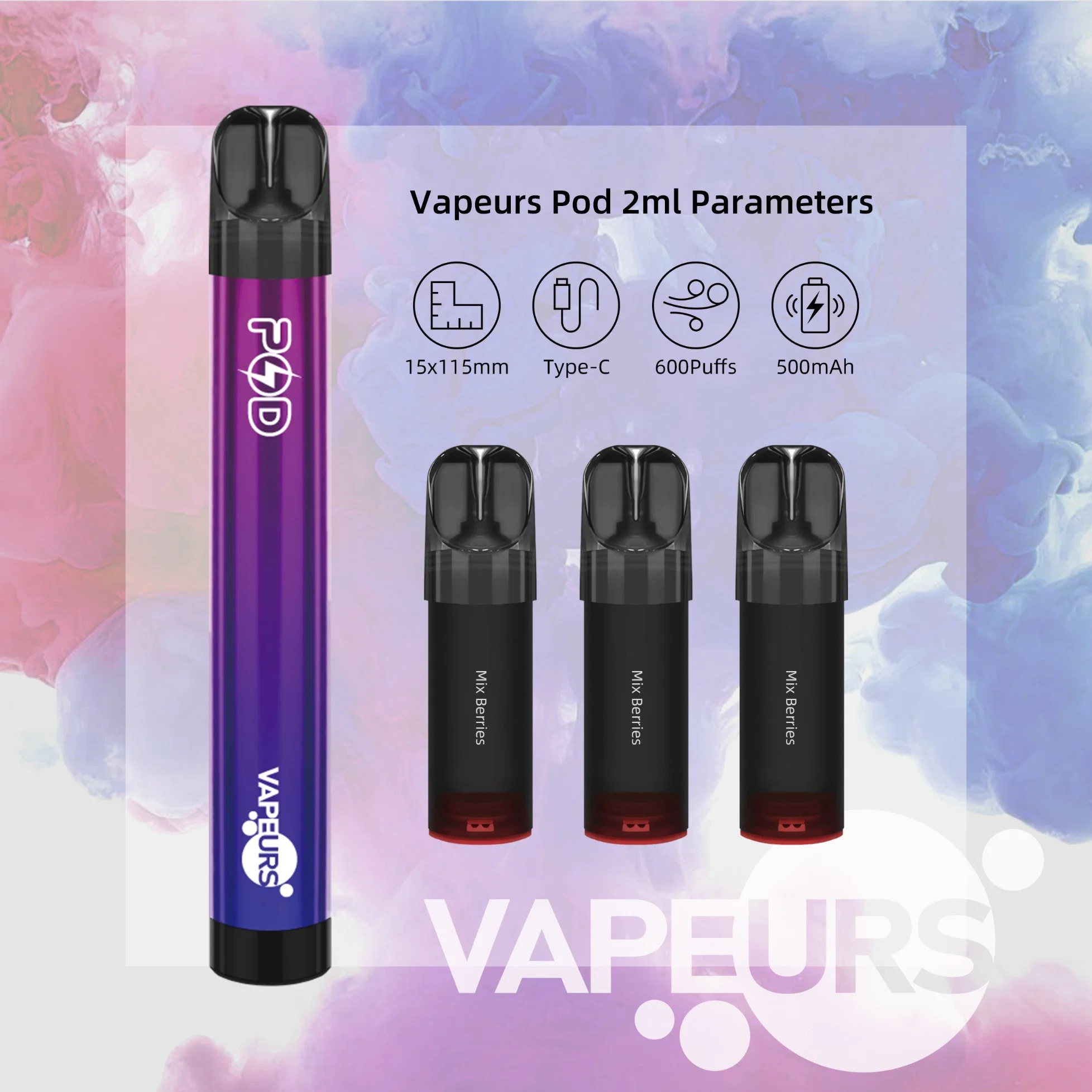 Factory Direct Replacement Vapeurs Pod Disposable/Chargeable vape Cartridge Popular with Southeast Asia Customers