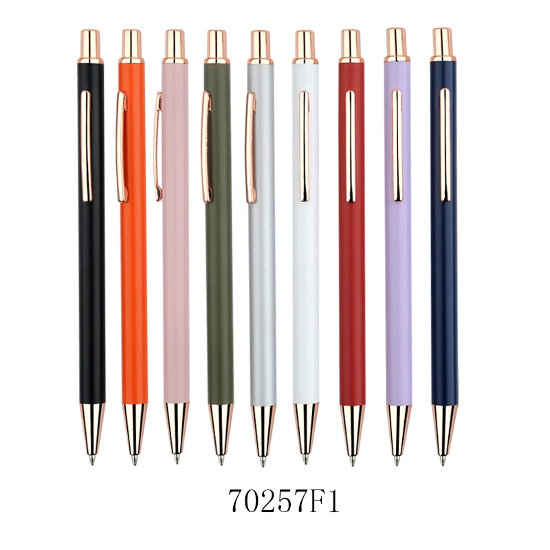 OEM Office Supplier Custom Promotional Rose Gold Slim Metal Pen