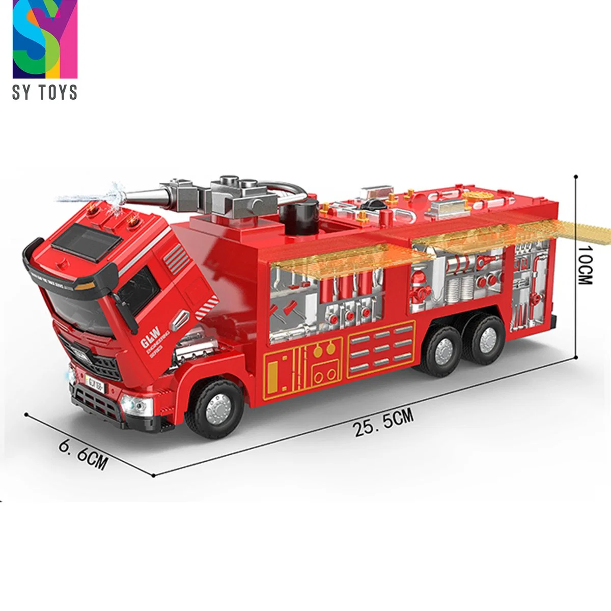 Sy Spielzeug Günstige Preis 1: 40 Miniatur-Legierung Ziehen Sie zurück Fahrzeug Feuerwehrleiter LKW Metall Modell Kinder sterben Casting Autos Spielzeug mit Sound