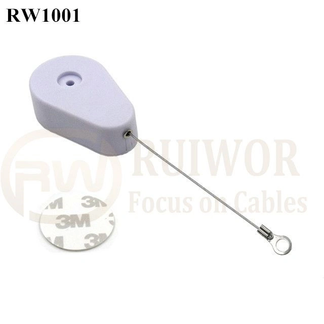 Drop-Shaped Retractable Security Tether with Ring Terminal Inner Hole Option 3mm 4mm 5mm