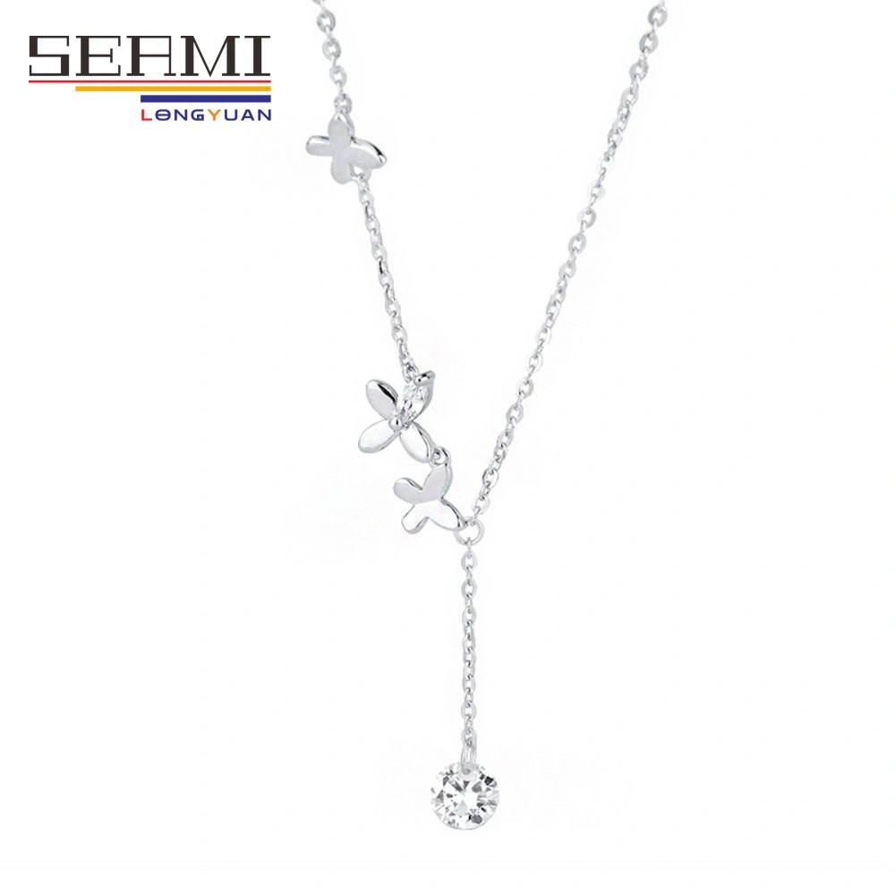Hot Sale Fashion S999 Silver Necklace Butterfly Tassel Pendant Jewelry