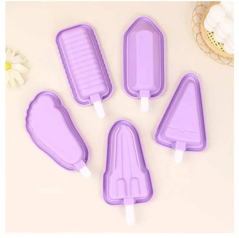 Wholesale/Supplier Price Food Grade DIY Easy-Release Kitchen Popsicle Tools Silicone Ice Tray Mould Silicone Ice Cream Mold with Cover