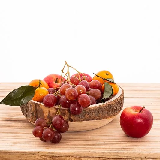 BSCI Factory Eco-Friendly Carved Wood Food Bowl Unique Design Fruit Tray