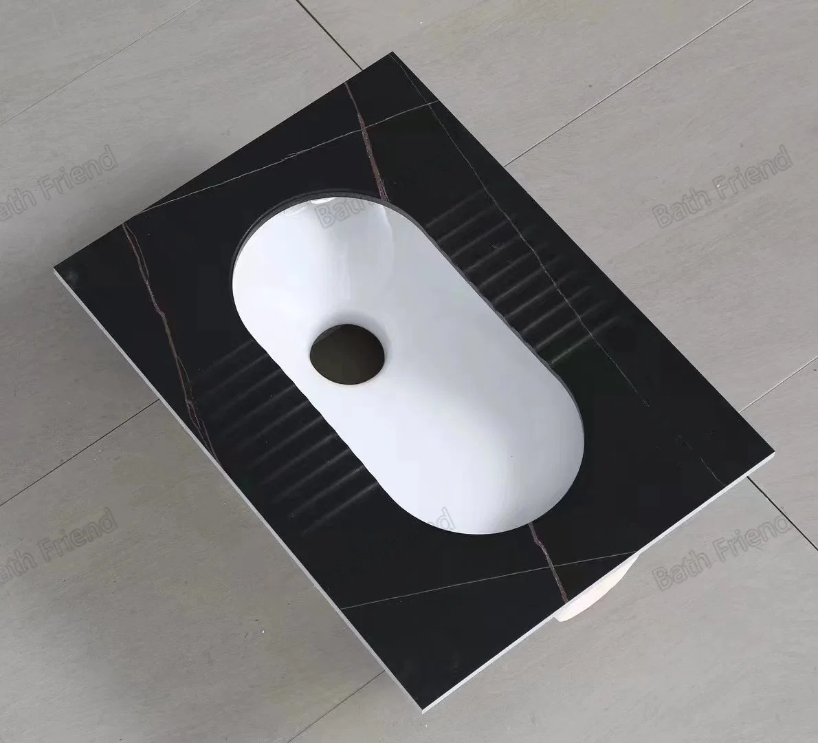 Anti-Slip Design Grey Rock Slab Squatting Pan with S-Band Deodorant Wc Toilet Squat Pan