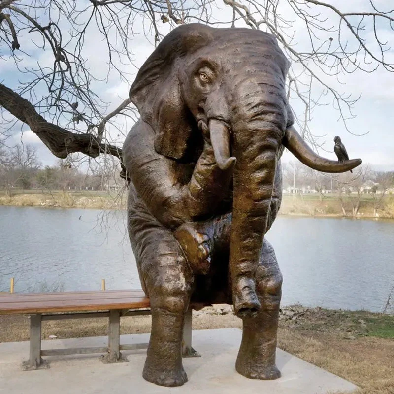 Jardim exterior grande decoração Cera Perdida Elefante Antiga Escultura em bronze