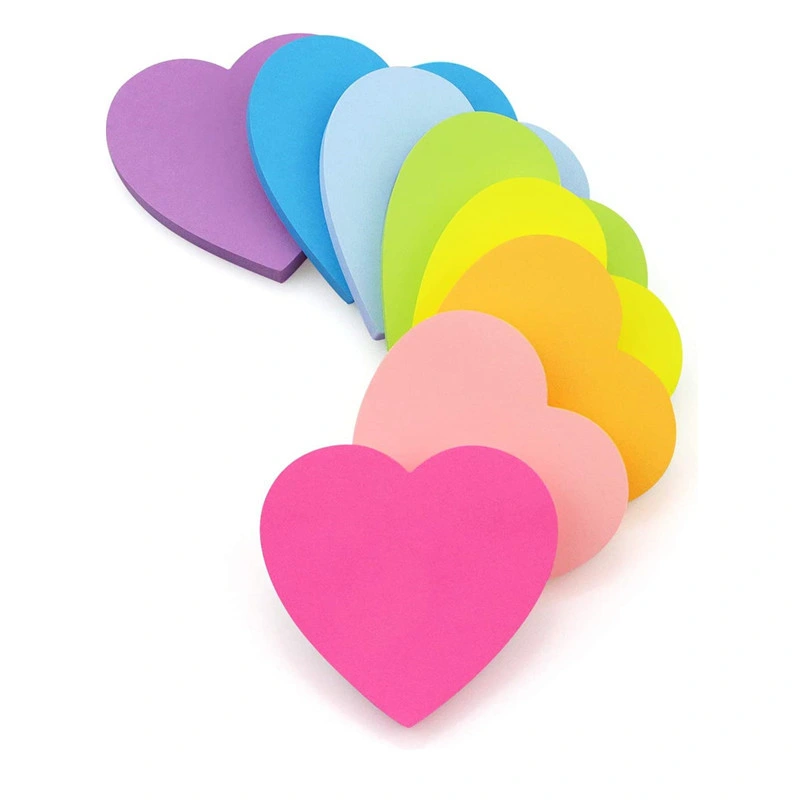 Heart Shaped Sticky Notes with 8-Color Combo for Holiday Birthday Parties High Viscosity Notepad