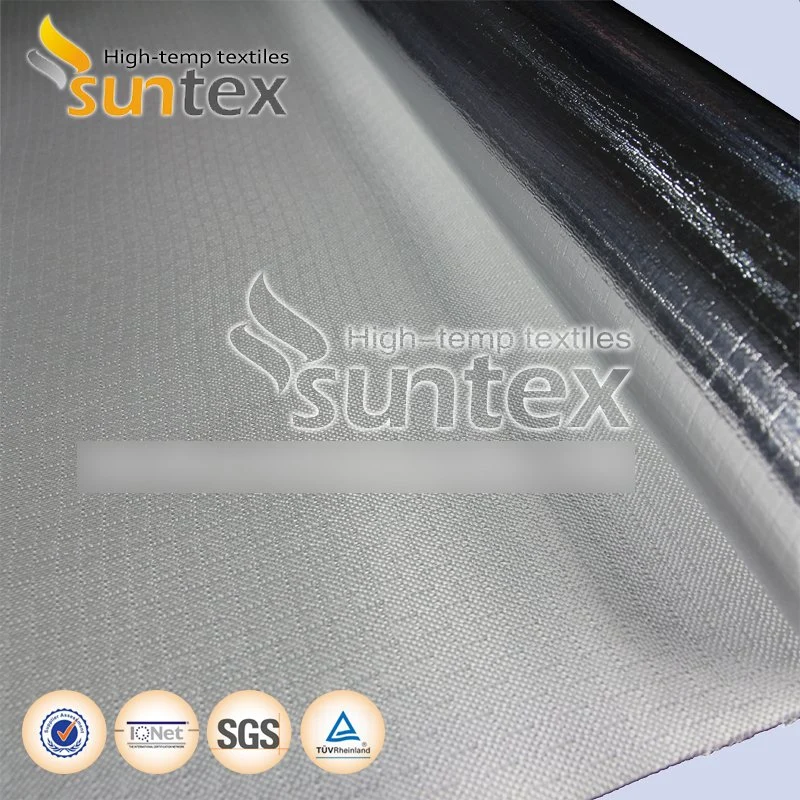 Thermal Insulation Flame Retardant Water Proof Air Duct Flexible Hose Heat Reflective 650g Heat Shield Aluminum Foil Coated Fiberglass Cloth 0.65mm