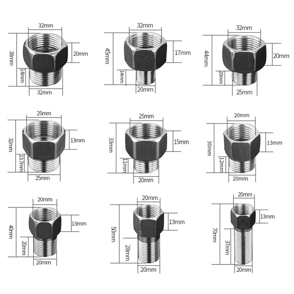 Garden Stainless Steel 1/2" 3/4" 1" Thread Reducing Straight Connector Water Tap Plumbing Fittings