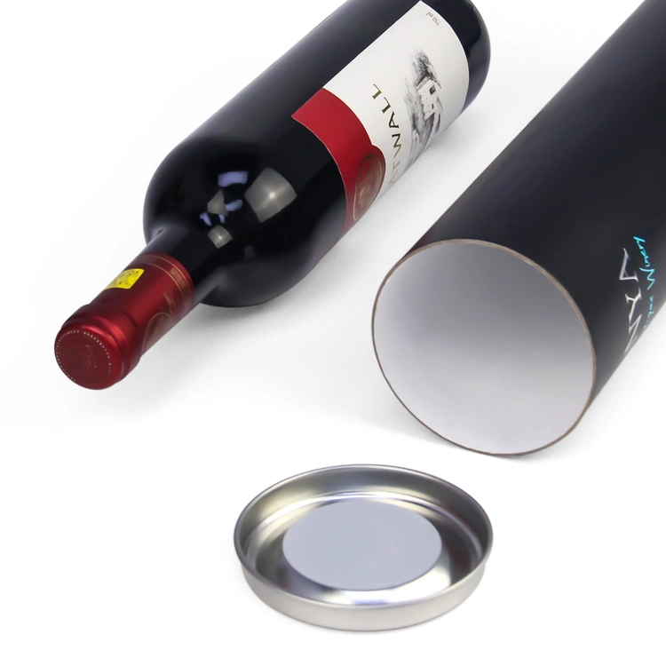 Firstsail Tinplate Lid Paper Tube Round Shape Protective Beverage Packaging Box Empty Wine Gift Package