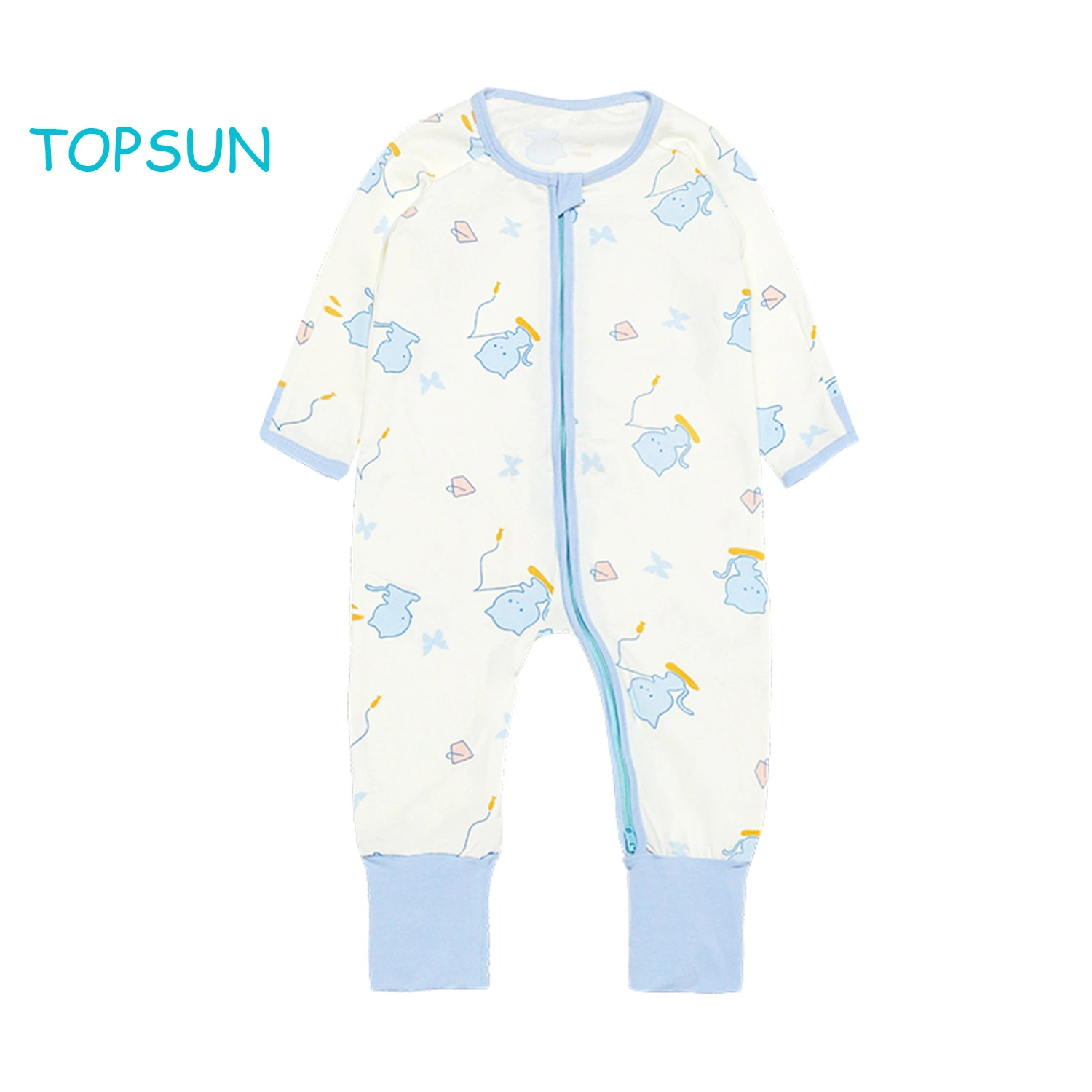 Baby Pure Cotton Cute Infant Spring and Summer Clothes Climbing Apparel with Cuff and Feet Protection