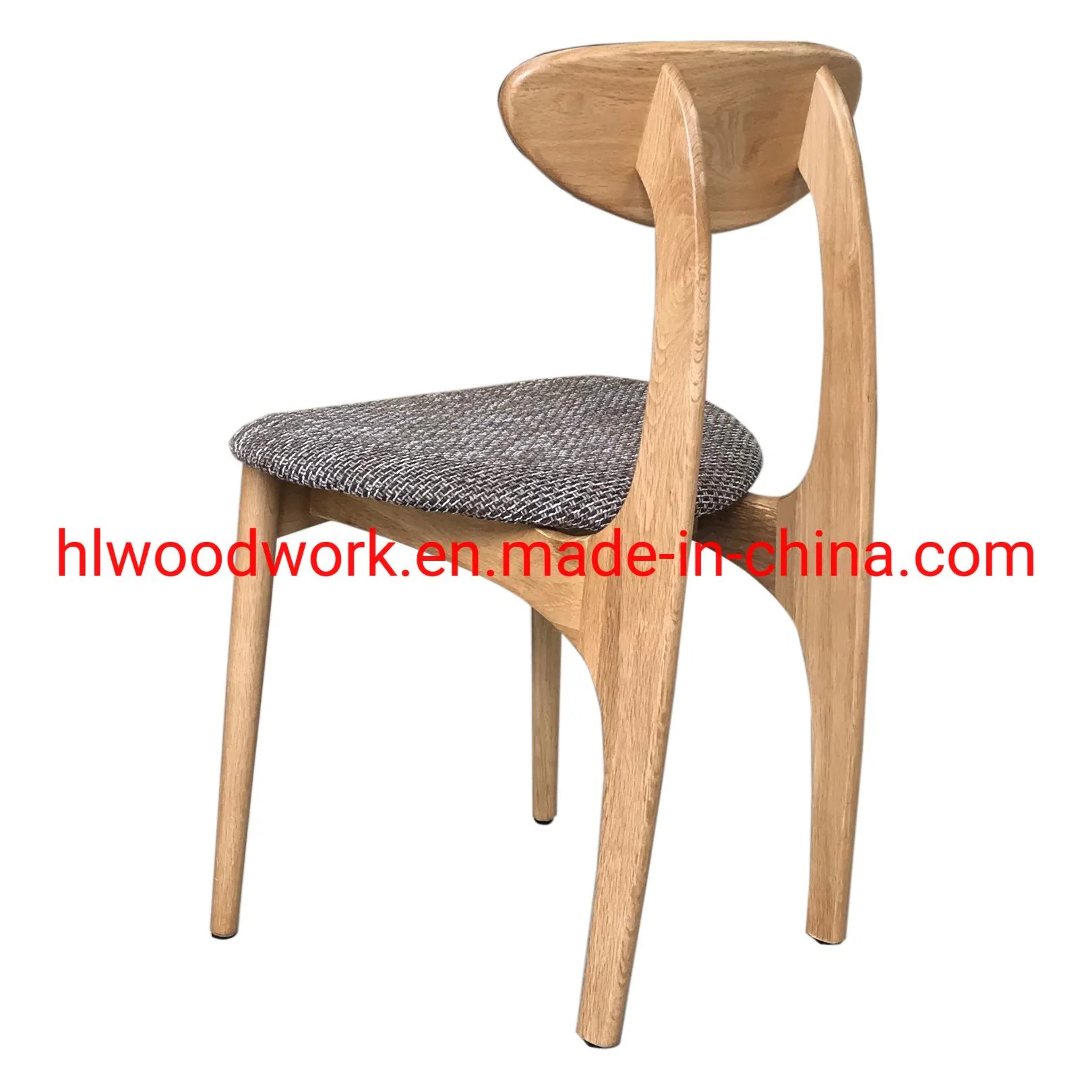 Dining Chair Oak Wood Frame Natural Color Fabric Cushion Brown Color B Style Wooden Chair Furniture Office Furniture