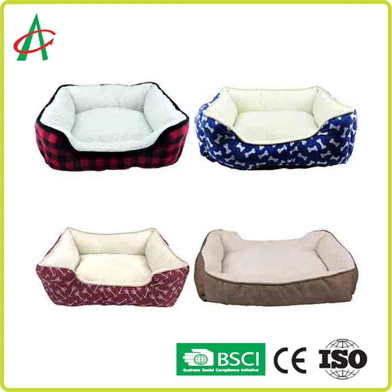 Rectangle Washable Fur Soft Pet Bed with Anti-Slip Bottom for Dog and Cat