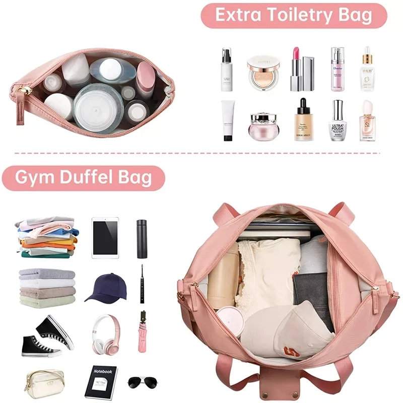 Sac de sport pour femmes avec port de chargement USB Sac de voyage de nuit Avec poche humide et compartiment à chaussures sacs de sport de voyage