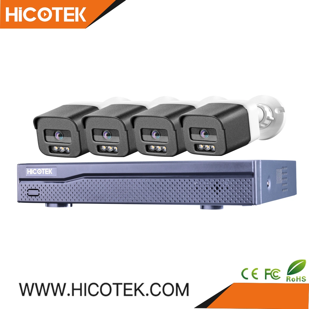 Alta calidad y bajo costo Hicotek H265+ 4K Canal de 8MP IP CCTV Colorvu poe la visión nocturna sistema DVR NVR cámaras de seguridad con detección de humanos inteligentes Rtmp aplicación Teléfono