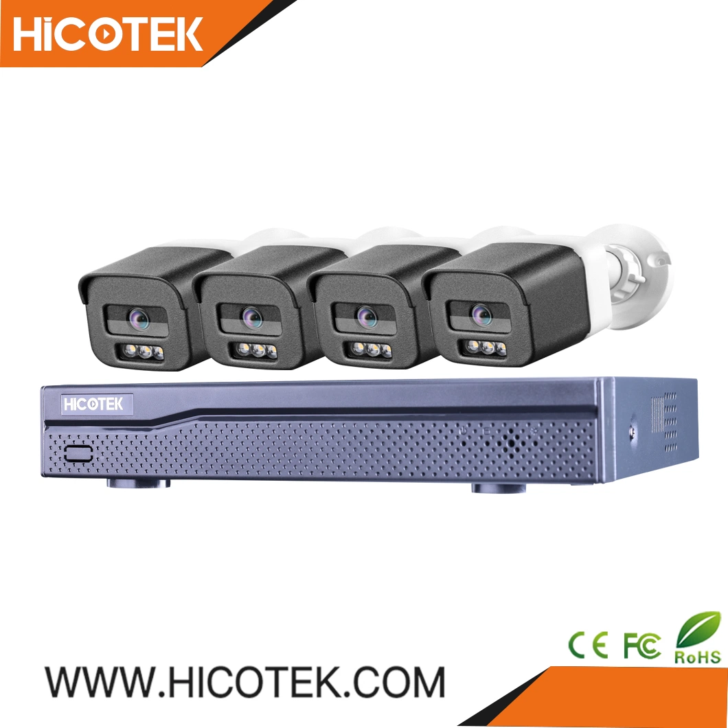 Rendimiento de alta calidad/alto costo y bajo costo Hicotek H265+ 4K Canal de 8MP IP CCTV Colorvu poe la visión nocturna sistema DVR NVR cámaras de seguridad con detección de humanos inteligentes Rtmp aplicación Teléfono