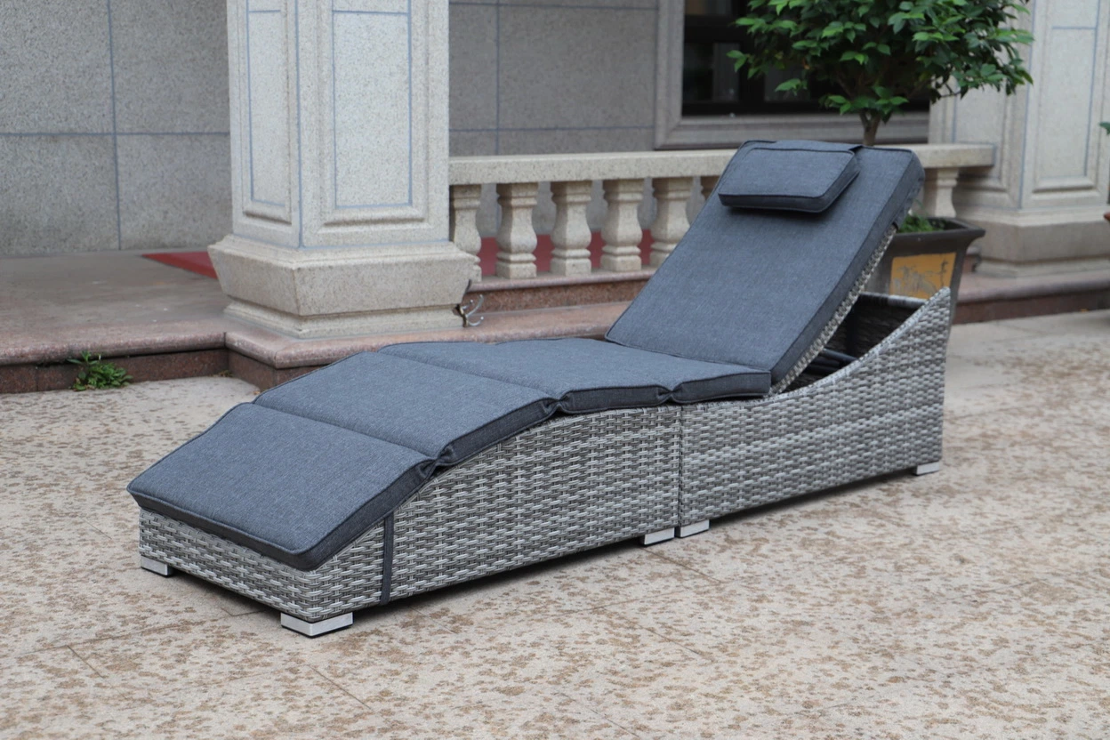 Wholesale/Supplier Hotel Outdoor Garden Rattan Lounger Aluminium Furniture Sun Lounger Chaise Sun Lounger